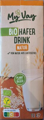ALDI MYVAY Bio-Haferdrink Natur Kontrolliert ökologische Erzeugung 0.90€ 1-L-Packung Liter 0.90€ GTIN 4061459133271