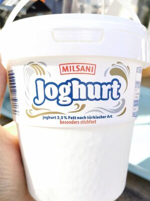 ALDI MILSANI Joghurt nach türkischer Art 3,5 % Fett Aus der Kühlung 1-kg-Eimer 1kg 2.09€ GTIN 4061458244299