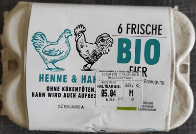Henne & Hahn 6 frische Bio Eier