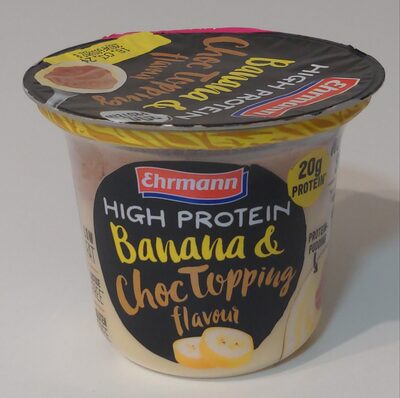 Ehrmann High protein banana & choc topping flavour